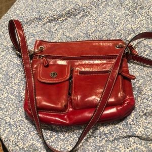 Red leather crossbody